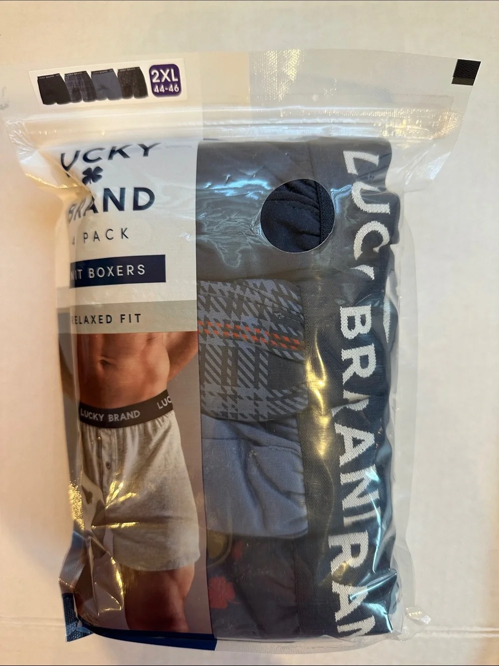 Lucky Brand Men’s 4-Pack Boxer Briefs - Navy, Light Blue & Gray- New, sealed